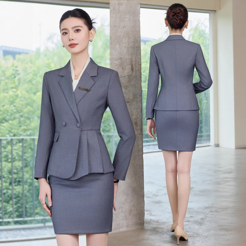 

Женский комплект костюмов2025Новый осенний профессиональный костюм с застежкой на талии для интервью, деловой косметологической рабочей одежды, деловой костюм