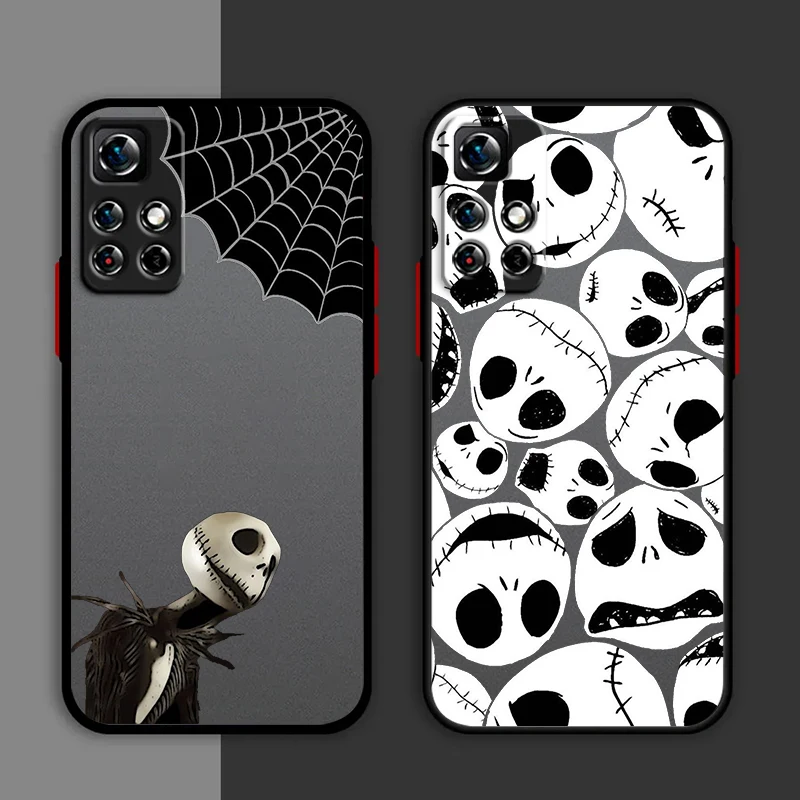 The Nightmare Before Christmas Phone Case For Redmi Note 13 12 11 10 Pro Plus Pro S T 5G Matte Frosted Translucent Cover