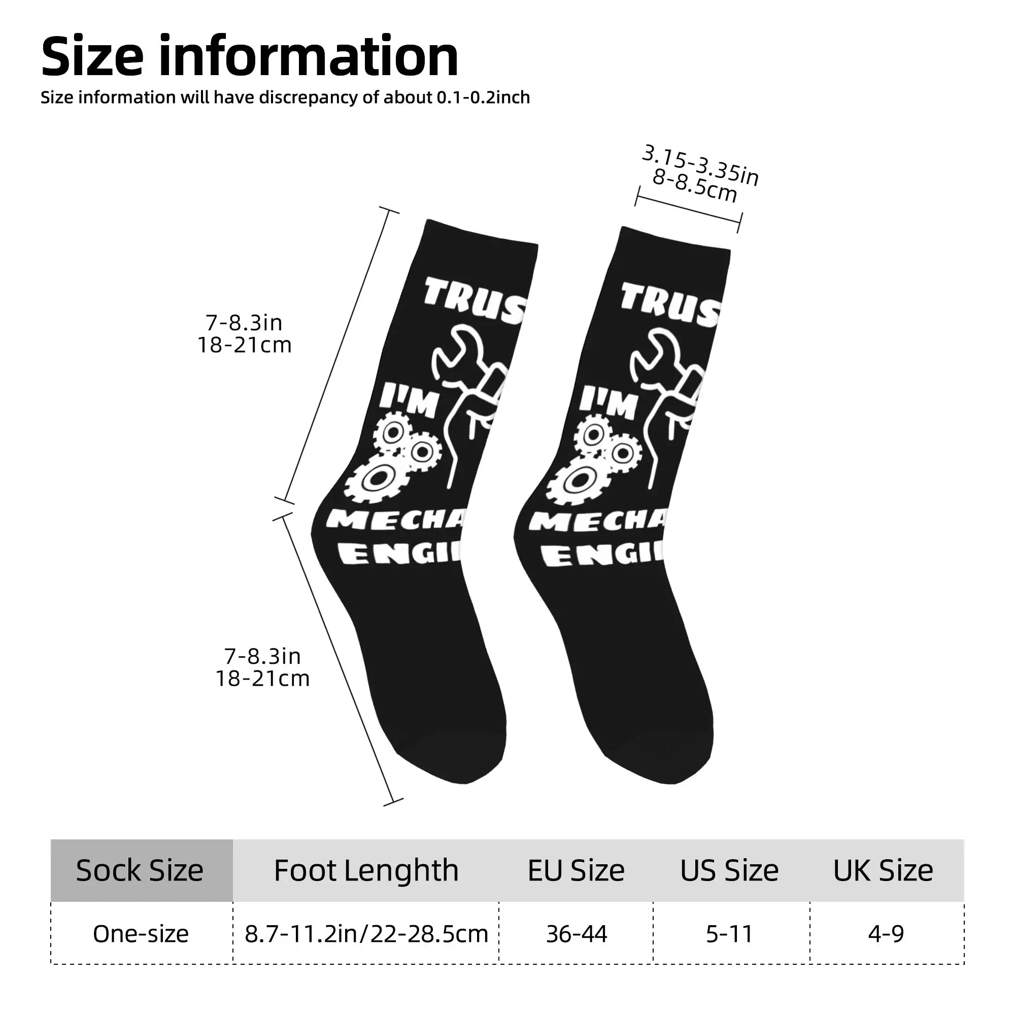 Calcetines de ingeniero mecánico Harajuku para hombre y mujer, calcetines cálidos con estampado 3D para deportes y fútbol