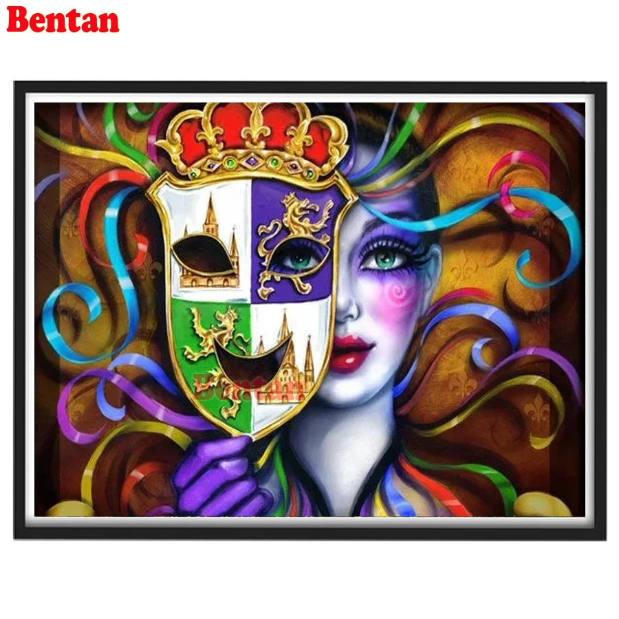 5D Diy Diamond Painting Mask Beauty Full Square/Round Diamond Embroidery Cross Stitch Mosaic Carnival Gift Home Decor