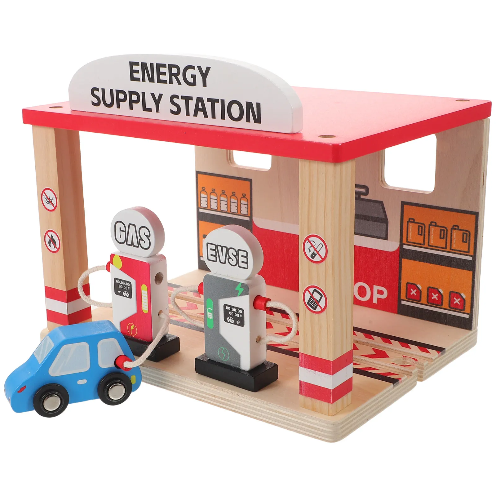 Mini Gas Station DIY Simulation Playset Kids Interactive Pretend Play Scene Micro Landscape Car Accessories Pump view 5