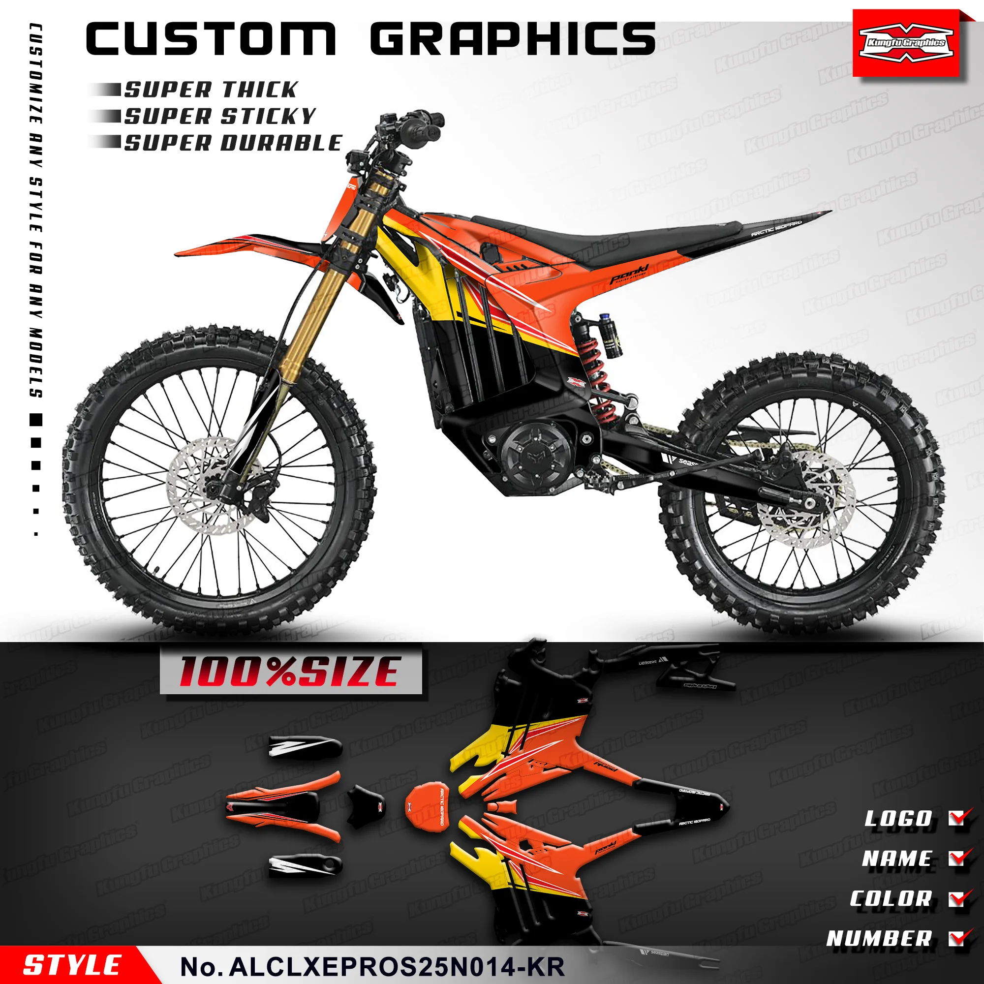 

KUNGFU GRAPHICS Stickers Complete Adhesive Decals for Arctic Leopard Clouded Leopard XE PRO / XE PRO S, ALCLXEPROS25N014-KR