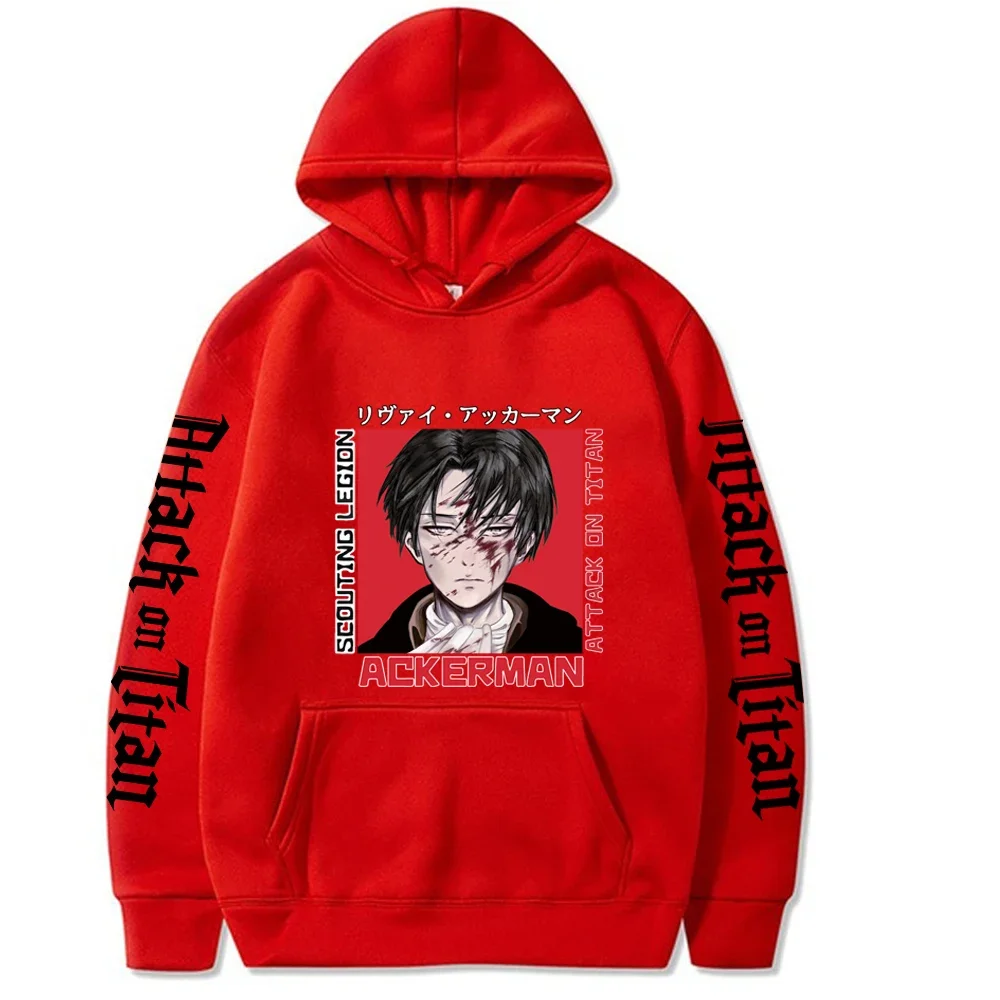 Hot Anime Attack On Titan Levi Ackerman Graphic Print Hooded Men Women Long Sleeve Hoodies Unisex Sweatshirt Harajuku Pullover