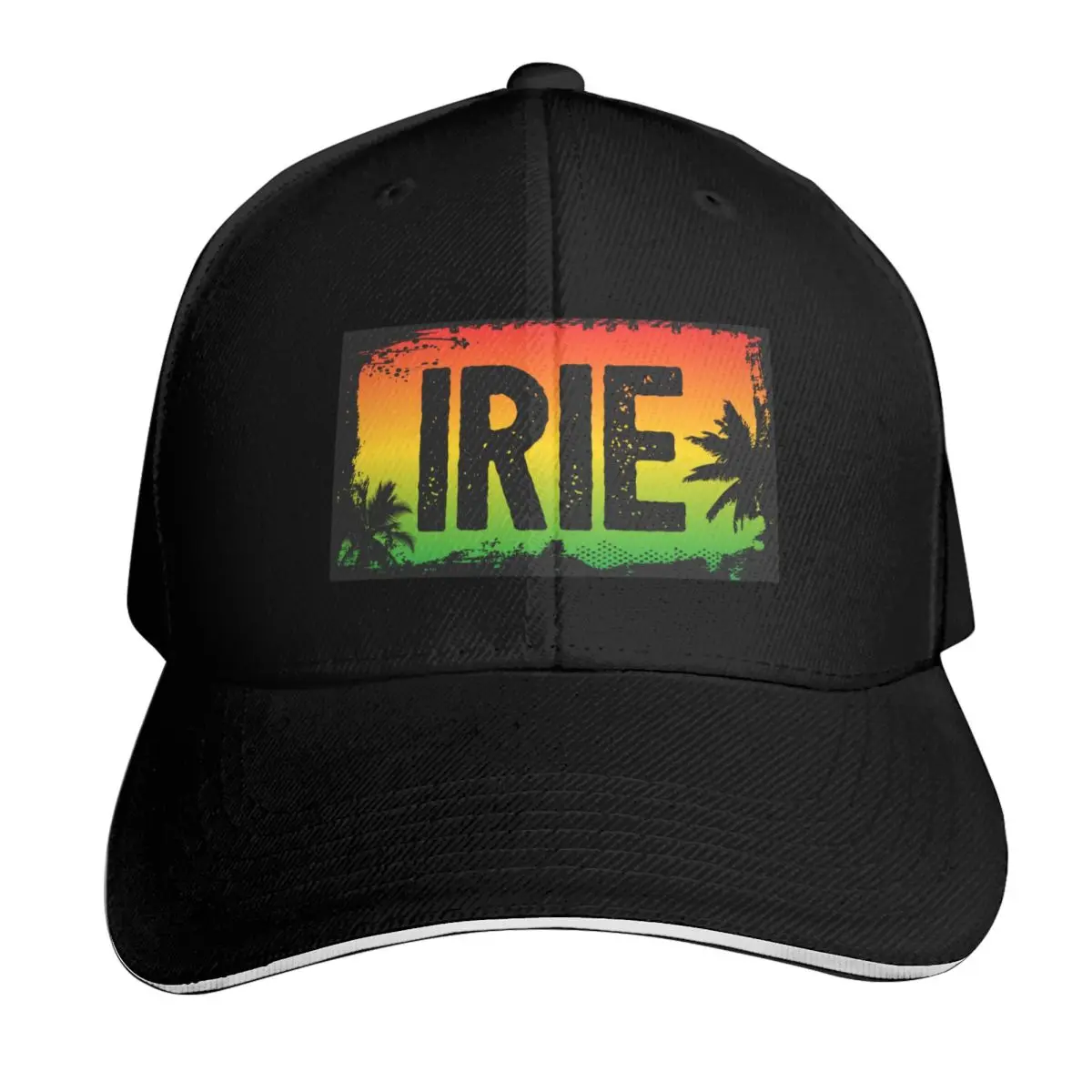 IRIE Rasta Flag Colours and Palm Trees Baseball Cap Strapback Dad Hat Six Panel Structured Crown Sun Protection UPF 50+