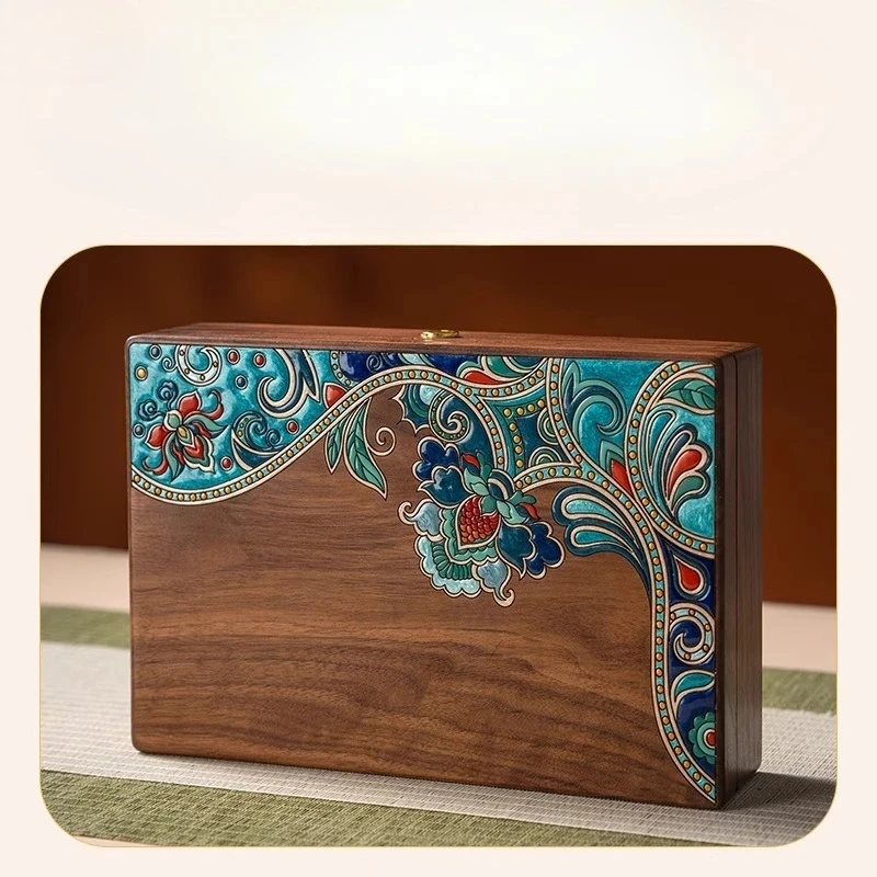 Walnut Jewelry Box Premium Solid Wood Storage Box with Lock Wood