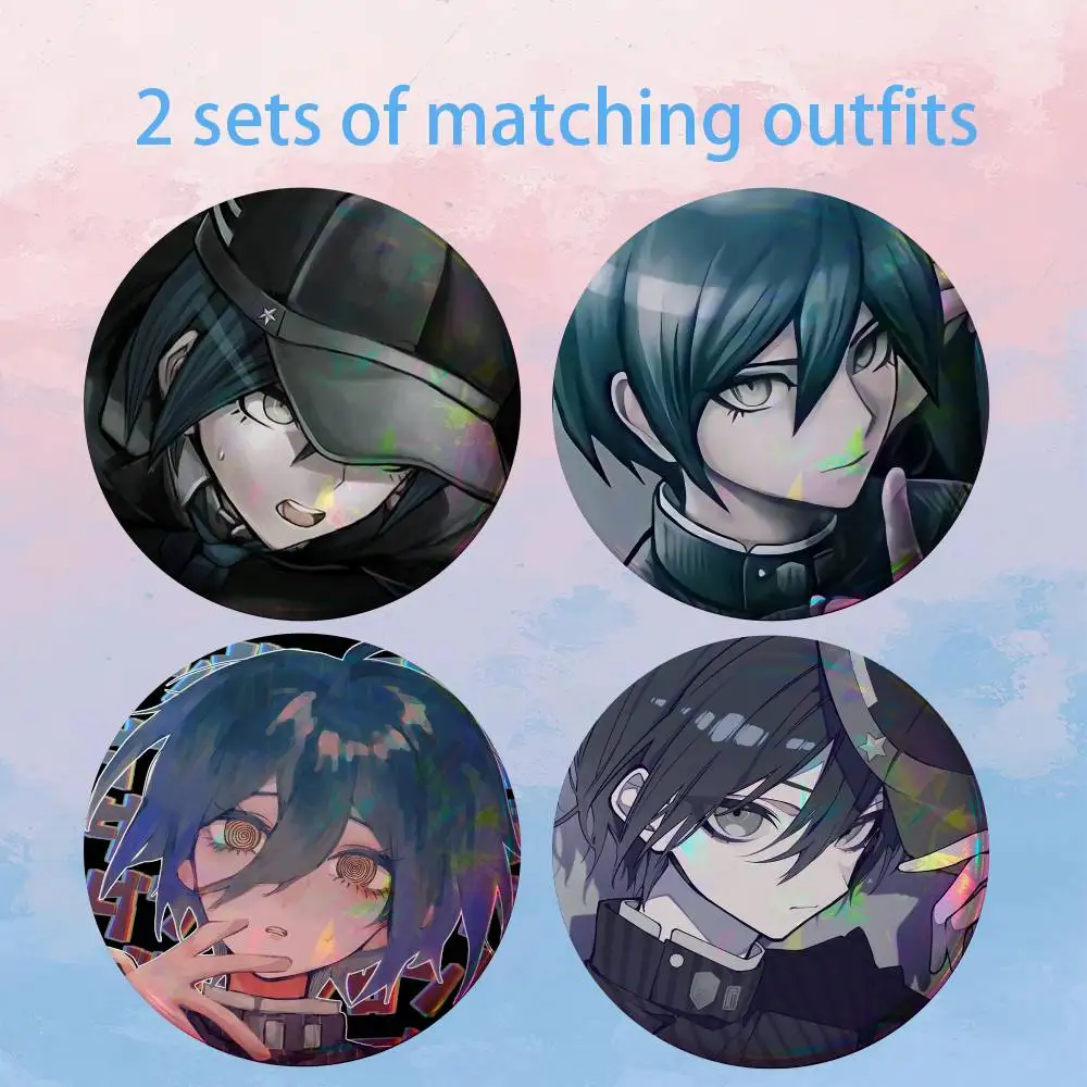 D-Danganronpa Saihara Shuichi 2 piece set Pins Creativity Printed Pictures Text Metal Lapel Badges Brooches Jewelry Gift