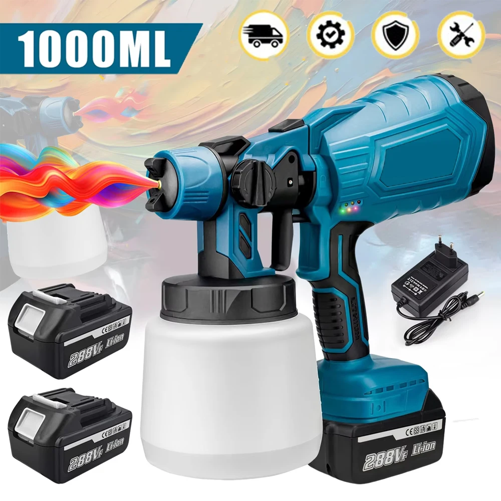 1000ML Elektrische Spritzpistole Cordless Handheld High Power Elektrische Farbe Sprayer Für Makita