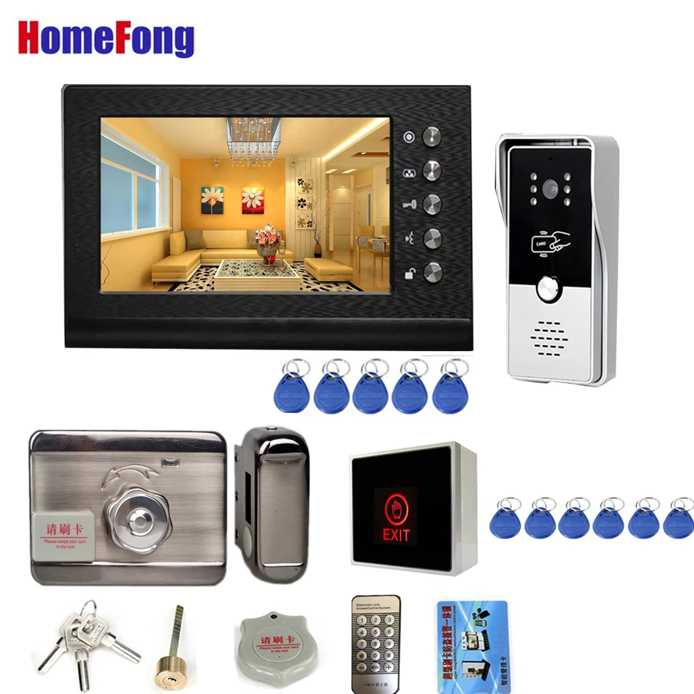 

Homefong 7 Inch Video Intercom System for Home RFID Video Door Phone for Villa Apartment Door Access Control Gate Unlock