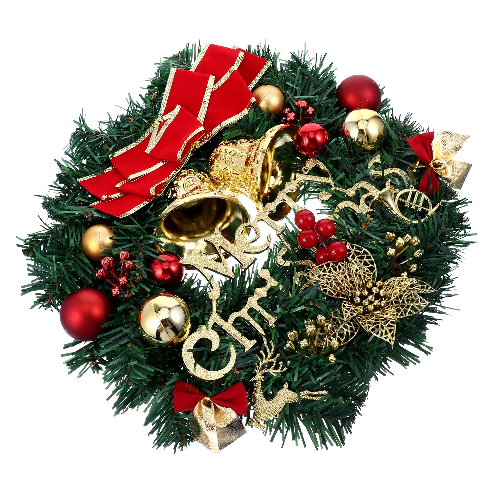 

Christmas Wreath Simulated Garland Lightweight PVC Long-Lasting Hanging Decoration for Door Wall Fireplace Indoor Outdoor