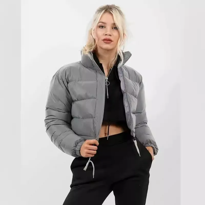 Winter Women Solid Jackets Bubble Short Crop Coats Puff Ladies Down Coats Thick Warm Bomber Puffer Jackets New Female Clothes