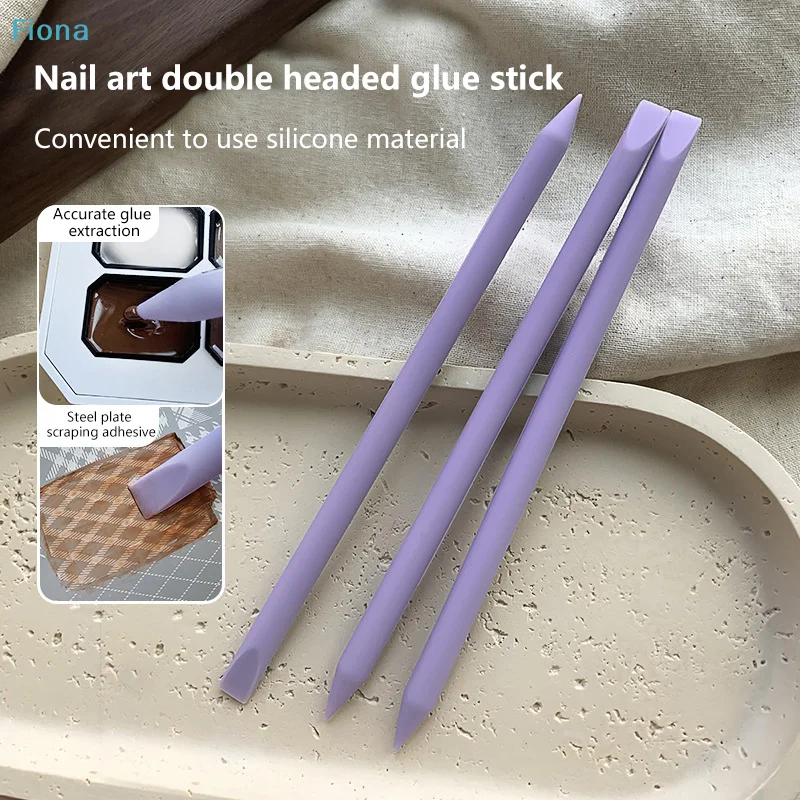 ♤Double-Ended Silicone Nail Art Glue Stick - Multifunctional Manicure Tool for Glue Application & Scraping