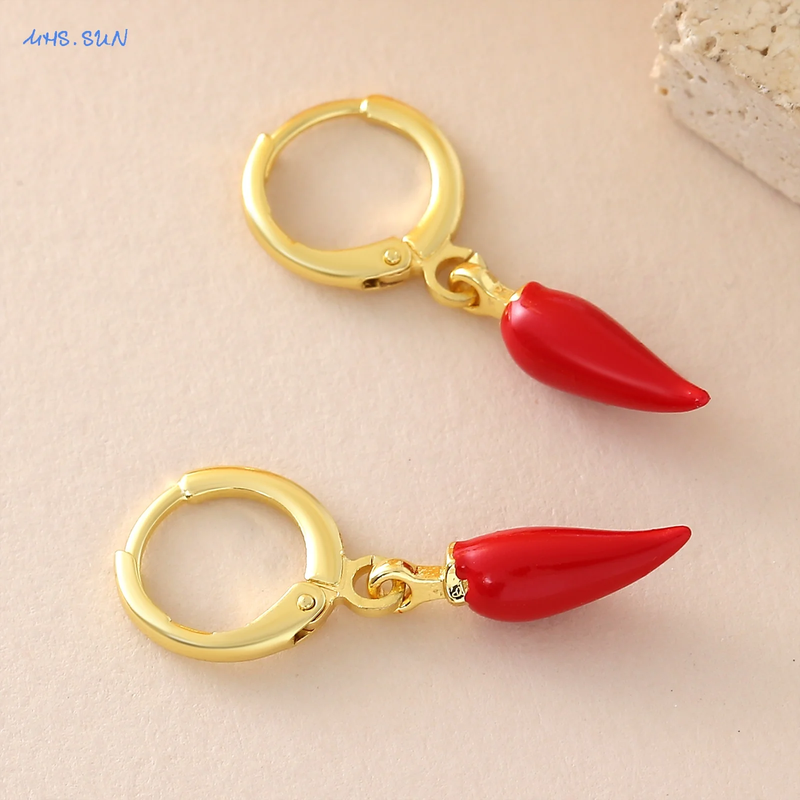SUNSLL Fashion Red Drip Oil Chili Pepper Drop Earrings Simple Gold Plated Banquet Party Jewelry Gifts 1Pair For Women Girls