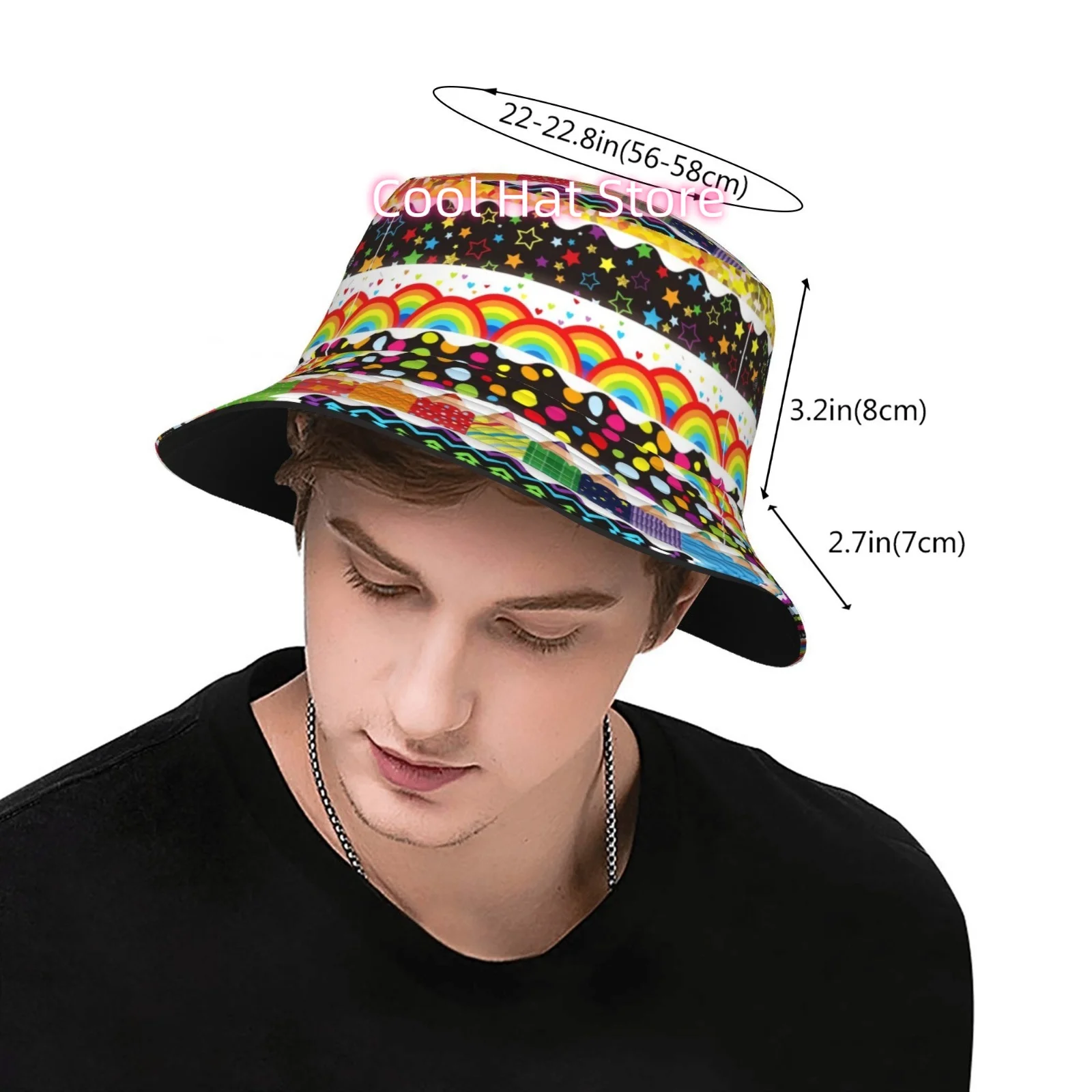 This Stylish Bucket Hat Features a Fully Printed Pop Art Vinyl Record Grid Pattern, Making It an Ideal Unisex Outdoor Sun Hat fo