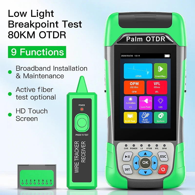 COMPTYCO KP500 Mini OTDR 80KM Optical Time Domain Reflectometer Multi functional Touch Screen Fiber Optic Cable Testing Tool