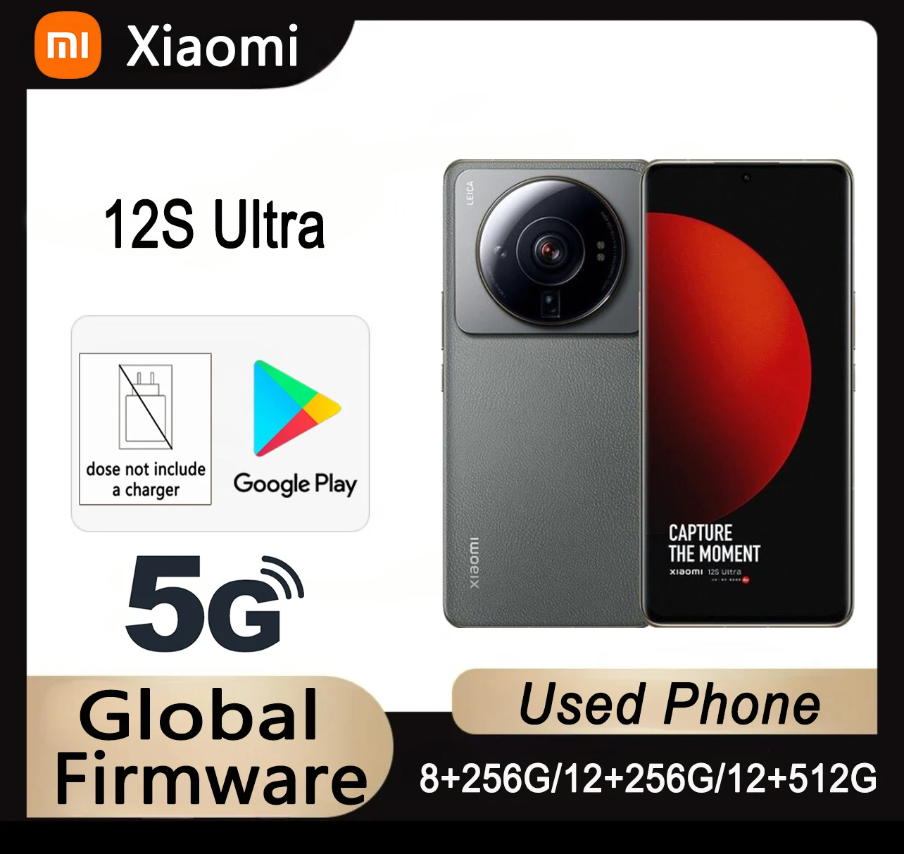 Global Firmware Xiaomi 12s Ultra 5G Version Android 6.73-inch RAM 8GB ROM 256GB Qualcomm Snapdragon 8+Gen1 used phone no charger