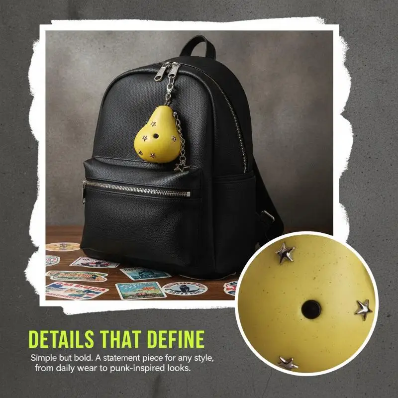 Dark Punk Rivet Fruit Vegetable Pendant Y2K Subculture Cool Bag Charm Stylish Keychain for Backpacks Daily Accessory