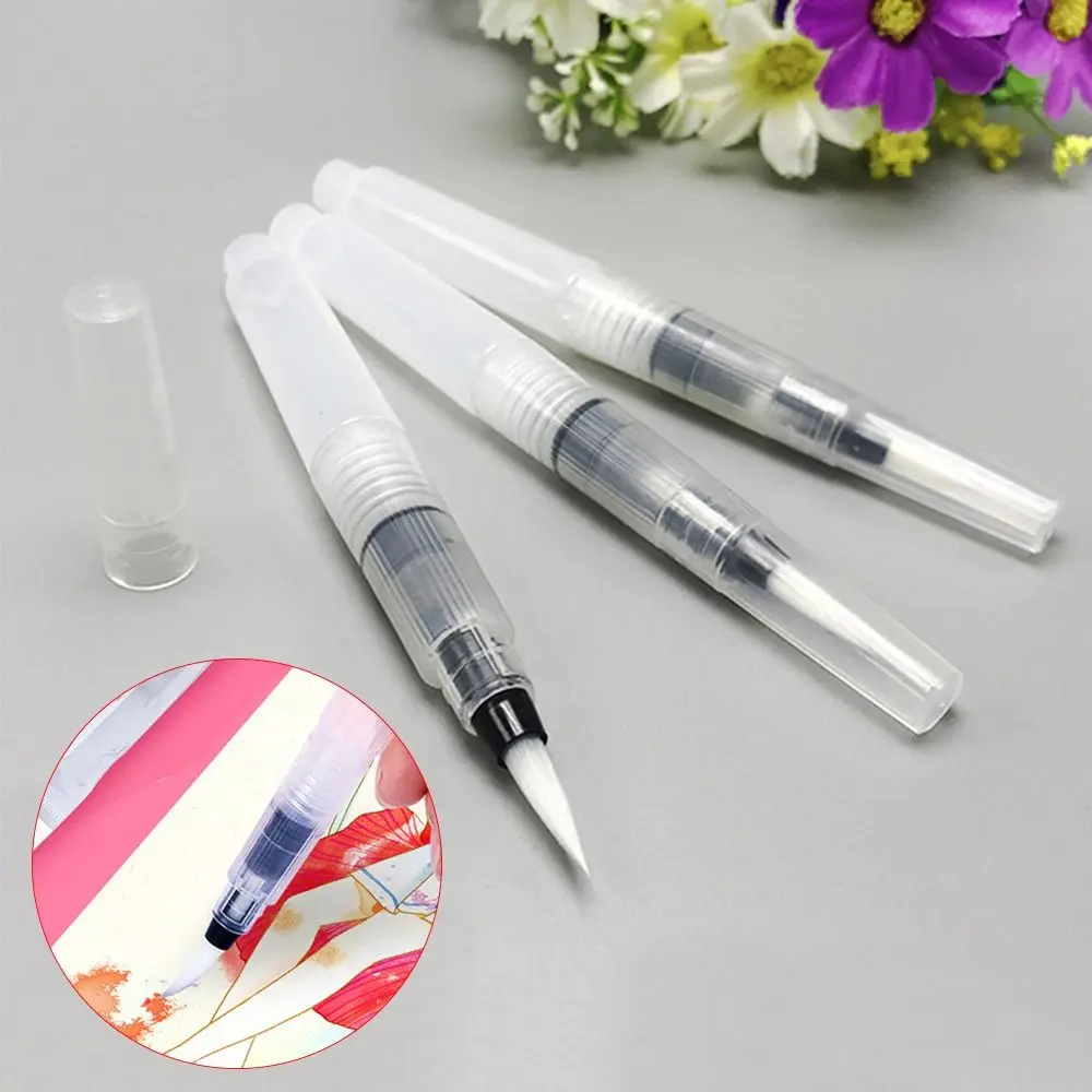 3/6 قطعة للذوبان في الماء الملونة المائية لينة فرشاة قلم فرشاة النايلون رئيس إعادة الملء المياه القلم رسم الخط البلاستيك #2