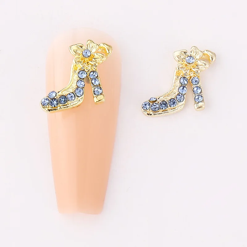 High Heel Nail Charms Rhinestone Shoes Glitter Flower Jewelry Decor for Manicure Nail Art DIY Accessories