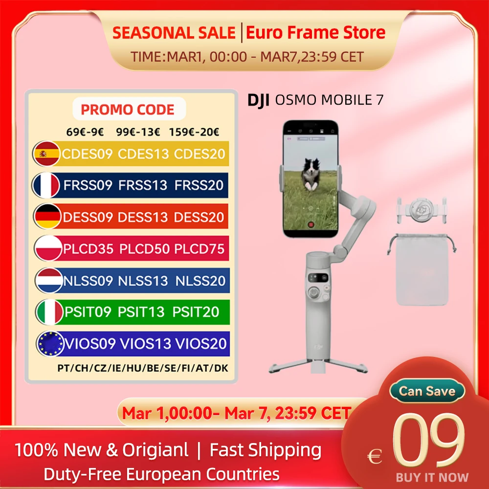 DJI Osmo mobile 7 Smartphone Gimbal Stabilizer Native Tracking With Integrated Audio & Lighting Capabilities Original New