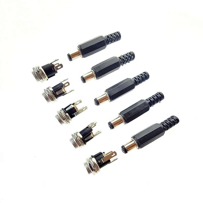 

5.5mm x 2.1mm 5.5x2.1 DC Power Supply Plug Connector + Female Metal Panel Mount Socket Jack Plug DC Connectors Terminal Adapter