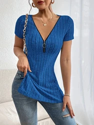 Versatile & Chic V-Neck Women's Top- Stretchy,Easy-Care Casual Wear
