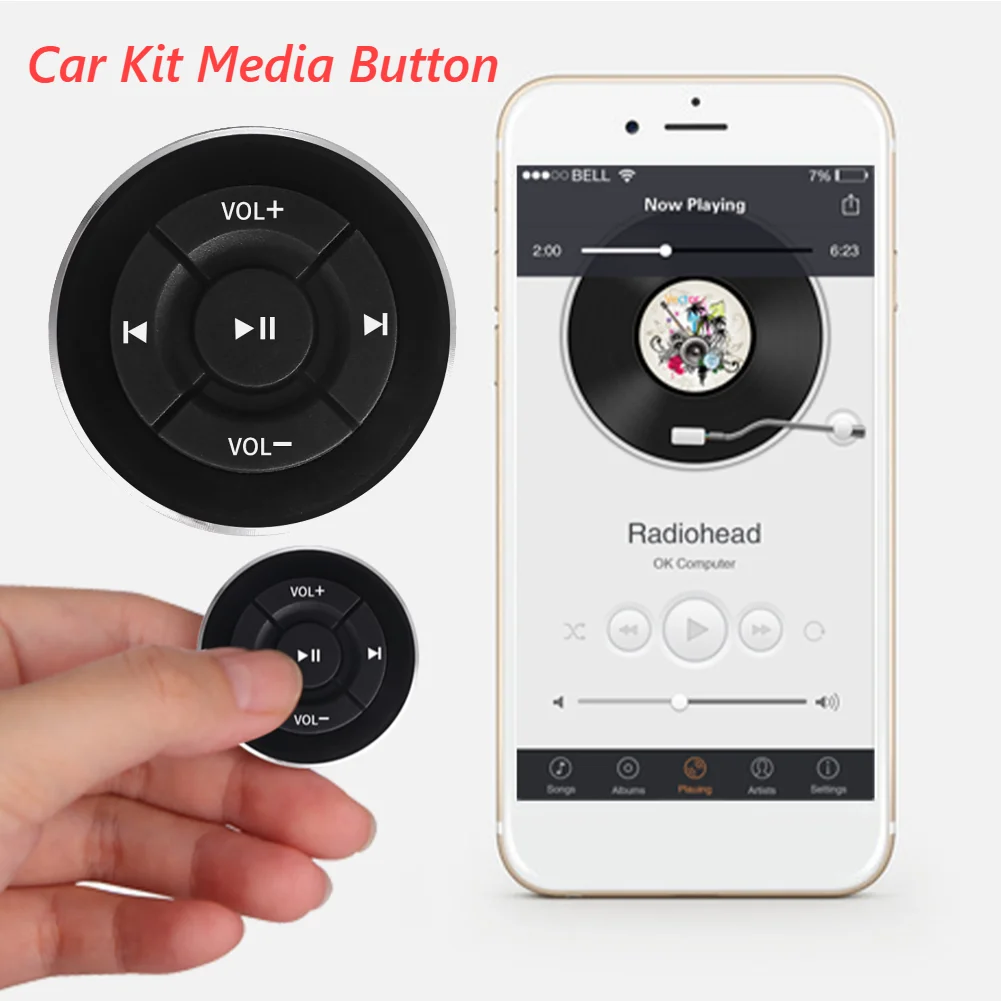 Bluetooth-compatible Remote Control Elaborate Manufacture Prolonged Durable Car Steering Wheel Media Remote for iOS Android