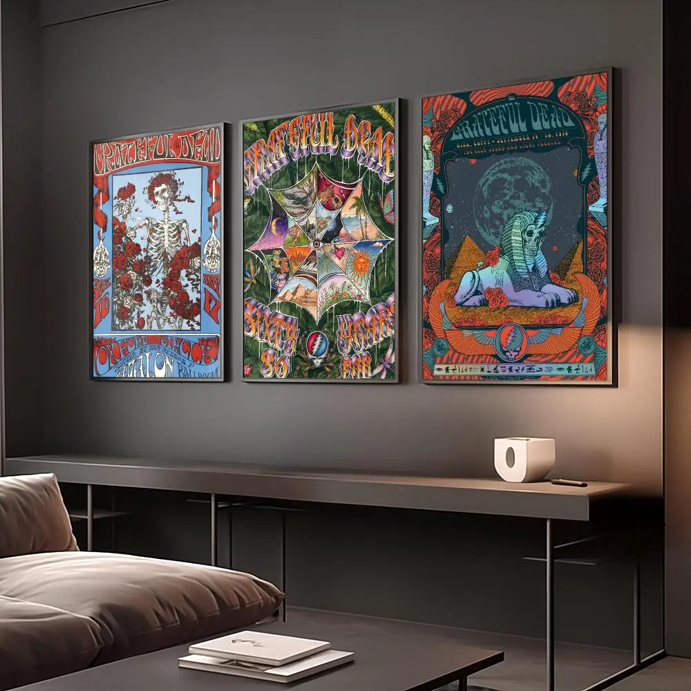 American rock band Grateful D-Dead Poster Reteo Wall Art Aesthetic Room Decor Print Living Room Bedroom Home Decoration