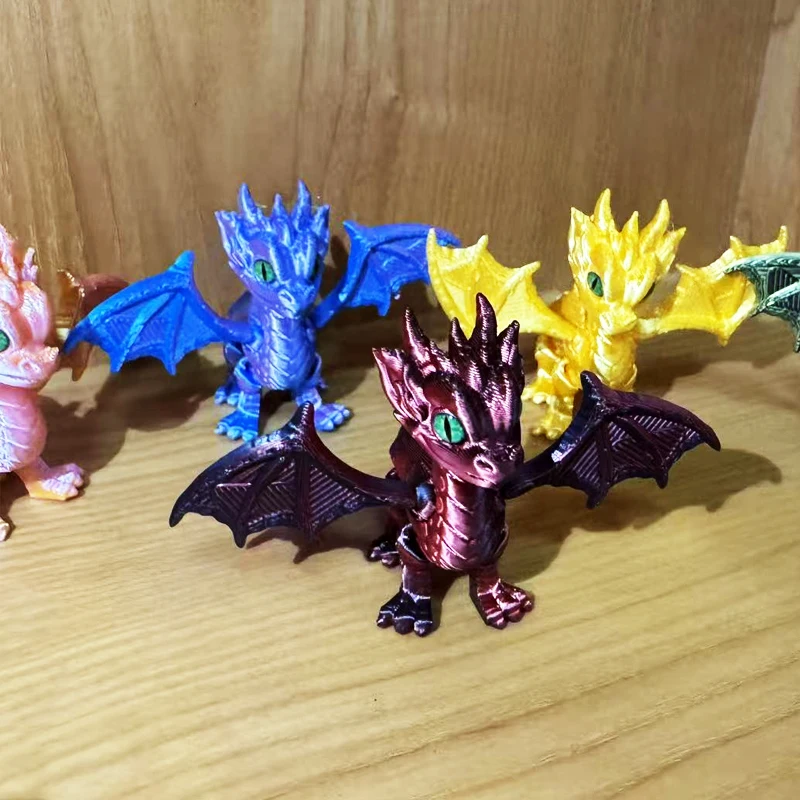 Drago stampato in 3D, figurine giocattolo di draghi Fidget, modelli di attività congiunta di animali Ornamenti da tavolo Modello di simulazione Figurine Regali