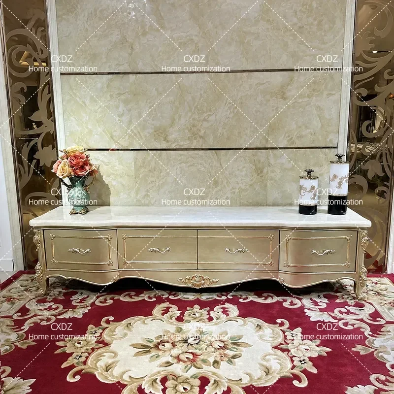 Solid Wood TV Cabinet Classical Style Small Apartment Living Room Background Storage Unit Bedroom Floor Standing Furniture