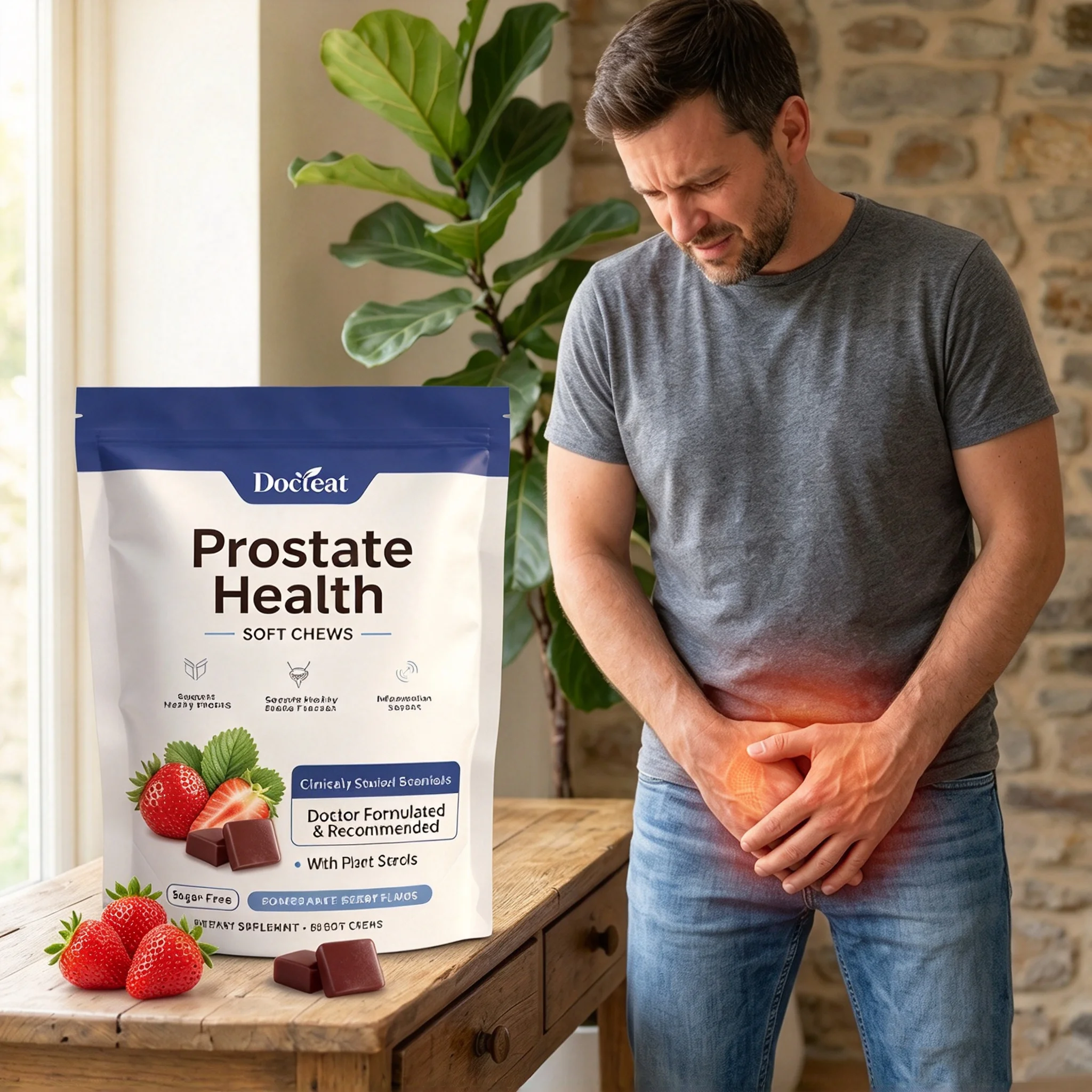 Prostate Health Soft Chews Urinary Flow Metabolic Balance Male Vitality Complex with Plant Sterols 60 Soft Chews for Men Urgency