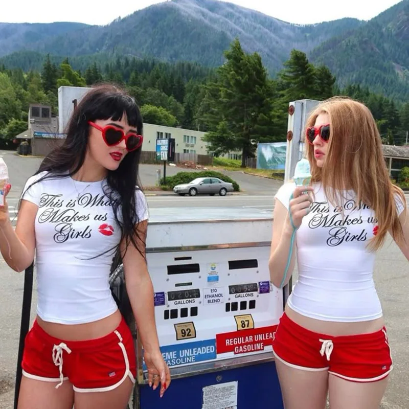 

Футболка с буквенным принтом в стиле Y2k 2000-х годов в американском готическом стиле в стиле ретро в стиле Харадзюку, эстетичная детская футболка с короткими рукавами, уличная одежда