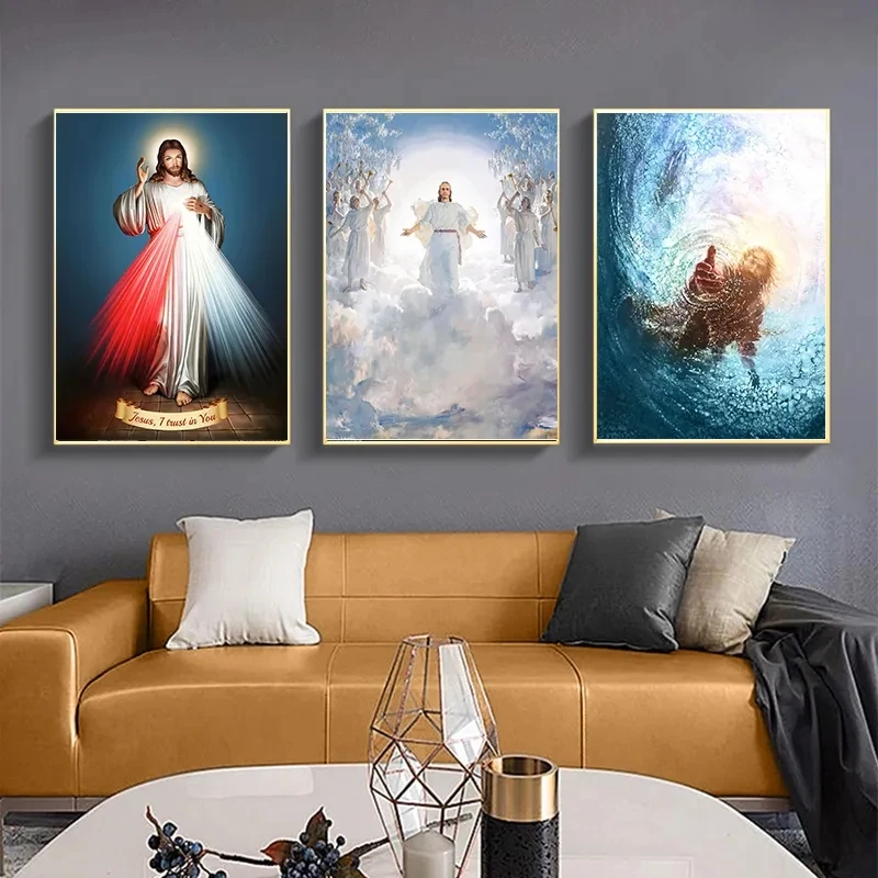 1PC frameless decorative art print,Jesus Christ Portrait Hand of God Poster Retro Christian Religious Canvas Painting Wall Art P