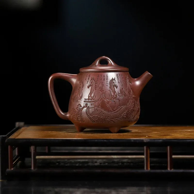 Yixing Original Ore Purple Clay Teapot Handmade Instant Success Unique Luxury Gift High Stone Ladle Household Purple Clay Teapot