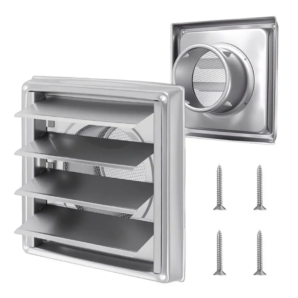 Vent Systems Stainless Steel Air Vent Duct Grill 100/125/150mm With Screen Ventilation Cover Square Air Outlet