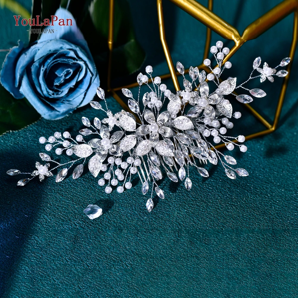 

TOPQUEEN Alloy Flower Rhinestone Bridal Hair Comb Wedding Fashion Hair Accessories Banquet Party Headwear Bride Headdress HP870