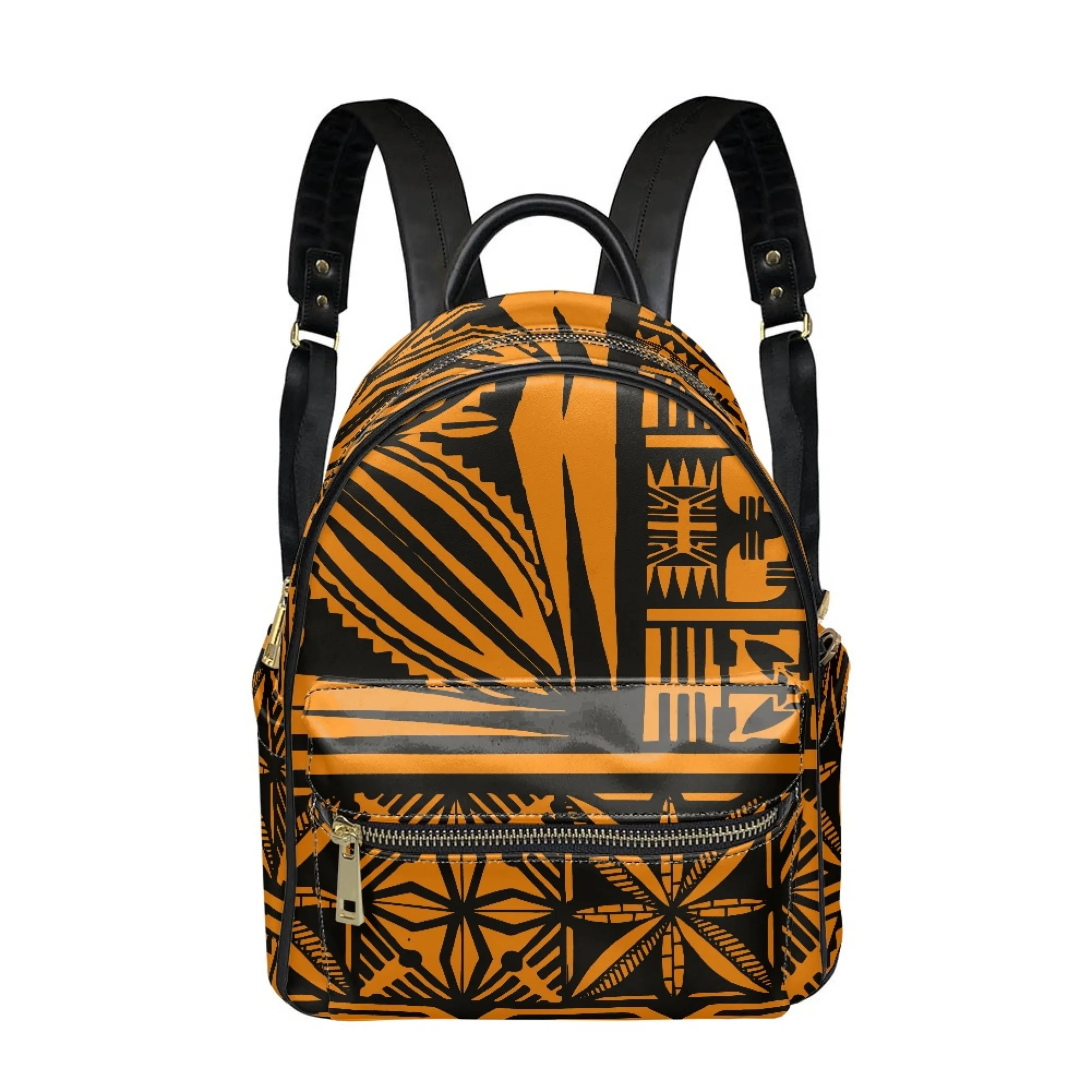 Pu Backpack Custom Women'S Fashion Art Backpack High Quality Durable Backpack 12 Inch Polynesian Print Island Party Backpack