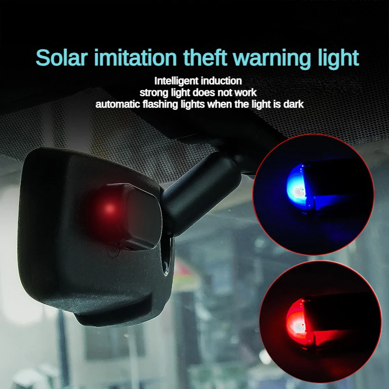 1-2PCS Solar Simulated Dummy Alarm - Wireless Car Anti-theft LED Flash Security Warning Light
