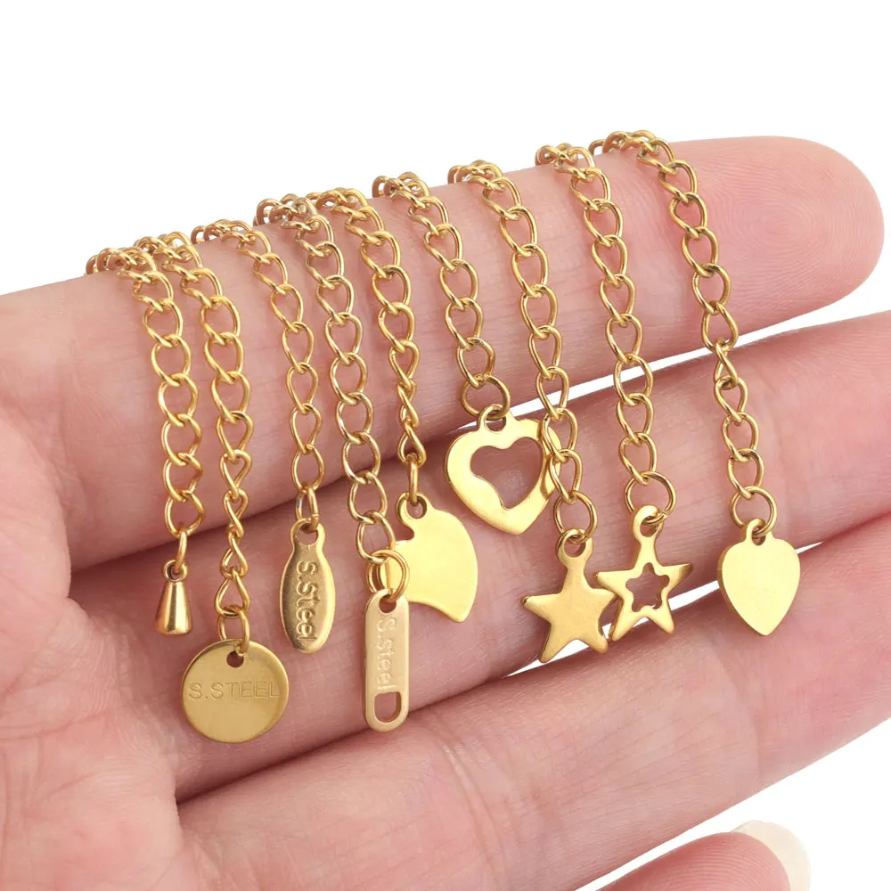 10 Stück Edelstahl-Verlängerungsketten für Halsketten und Armbänder, DIY-Verlängerungskette mit Karabinerverschlüssen, Schmuckherstellungszubehör – Detail 3