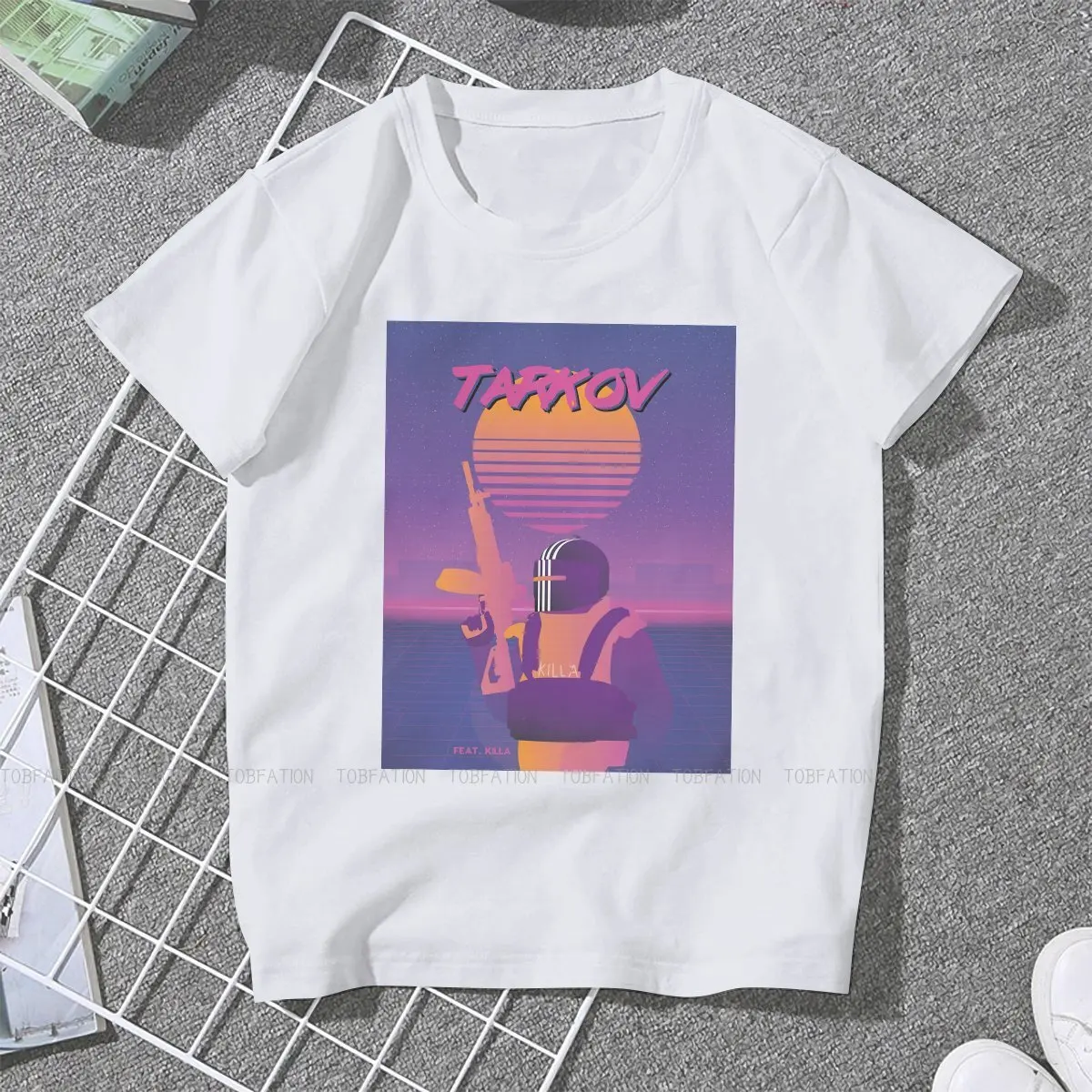 Killa Synth Wave Edition Casual TShirt Escape from Tarkov FPS RPG MMO Game Creative Streetwear T Shirt Girl Short Sleeve Special