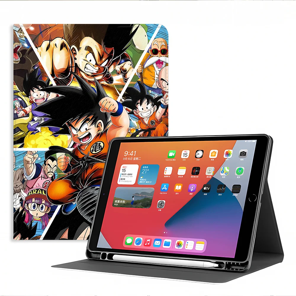 With Pencil Holder Case for Apple iPad Air 11 13 M4 M3 M2 A16 2026 Pro11 13 10th 7/8/9th Air 4/5/6th Dragons B-Ball Cute Gokus