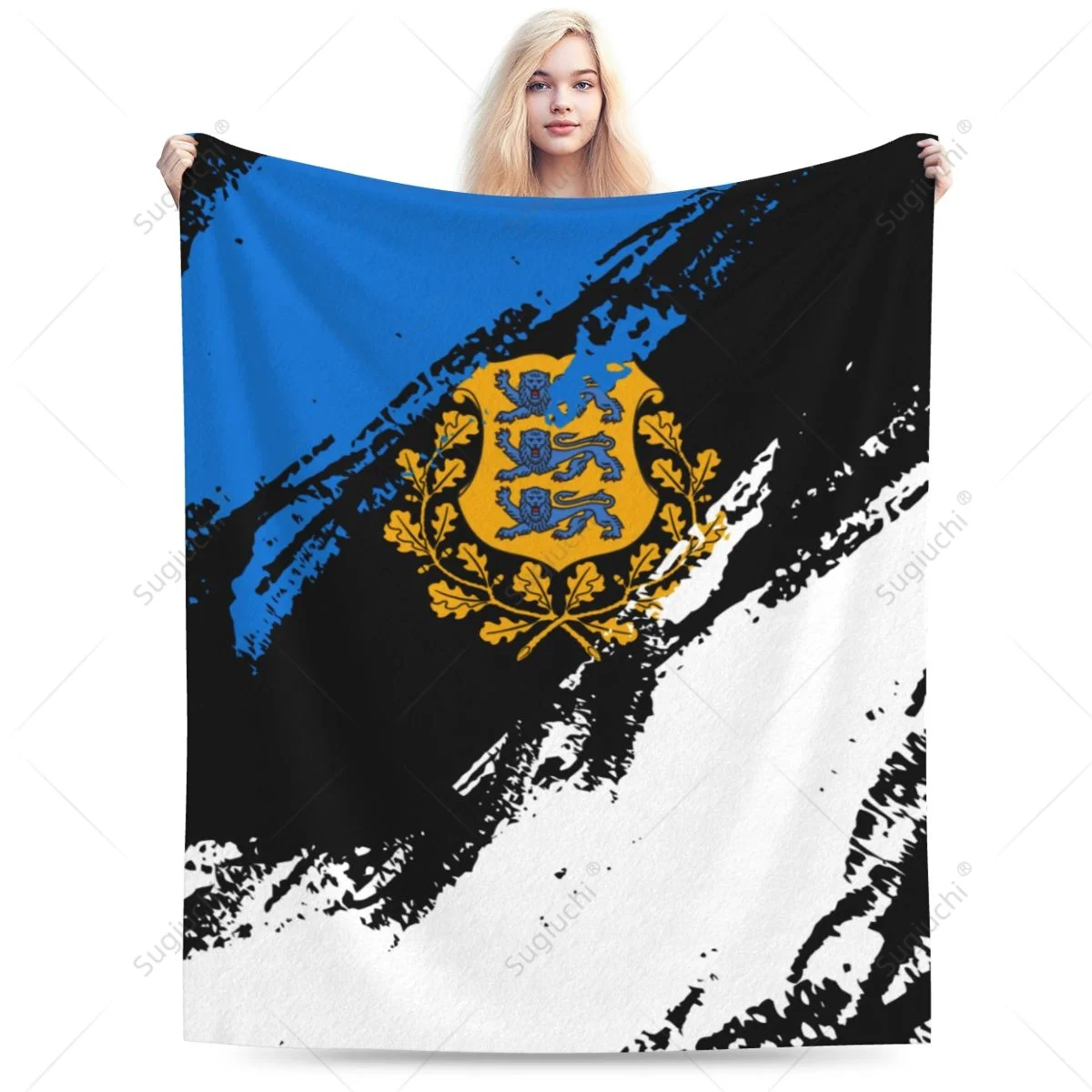 Одеяло, цветной фланелевый многофункциональный чехол для кемпинга с флагом Эстонии, сохраняет тепло Одеяло, цветной фланелевый многофункциональный чехол для кемпинга с флагом Эстонии, сохраняет тепло