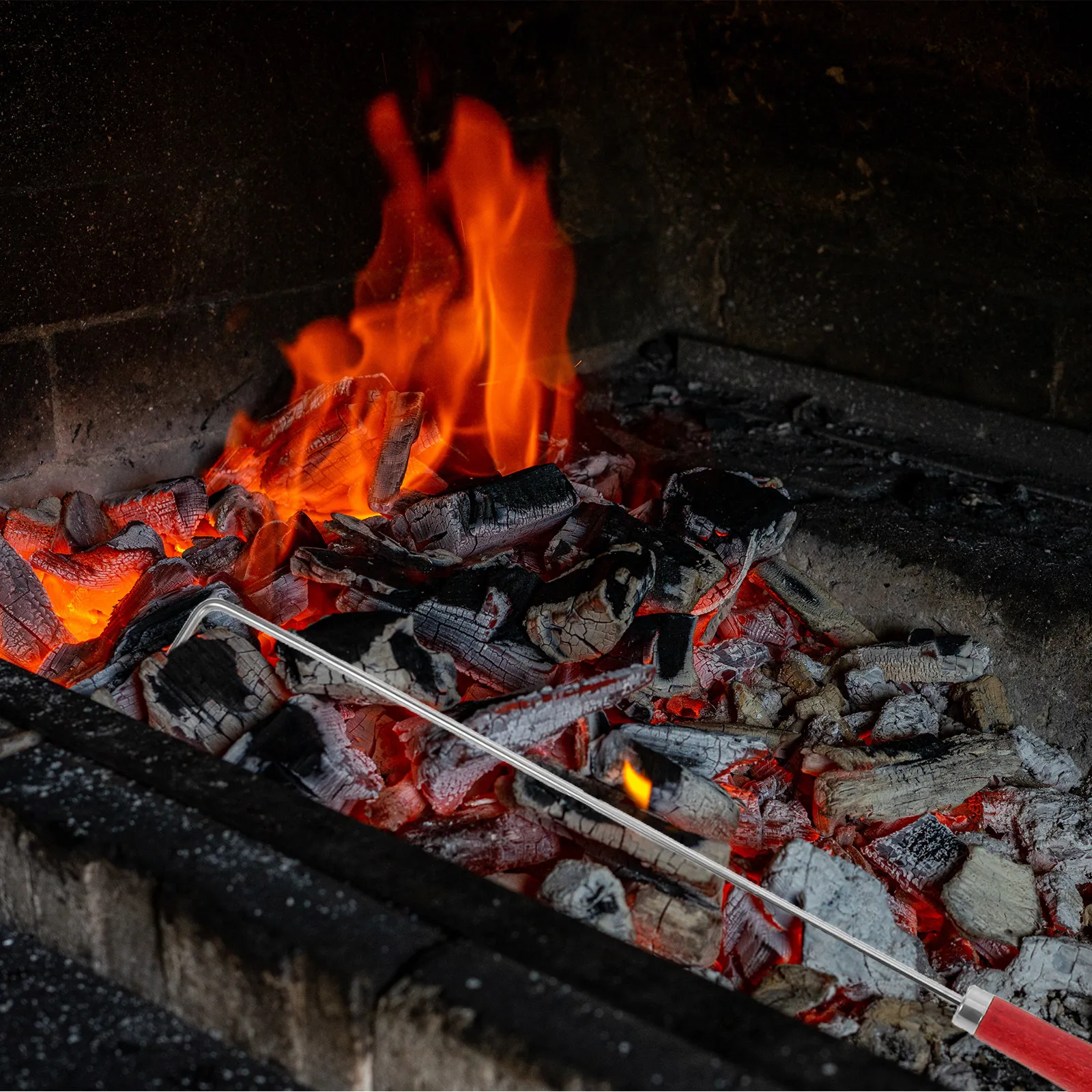 

Набор из 2 прочных инструментов для камина, 50 см - огниво из нержавеющей стали с деревянной ручкой для костра на открытом воздухе, печи в помещении, багатуша.