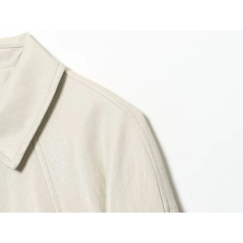 CharmChant Skórzane Kurtki Damskie Nowości na Zimę 2025 Płaszcz Damski Jednolity Kolor Y2K Vintage Bomberka Długi Rękaw Odzież Wierzchnia