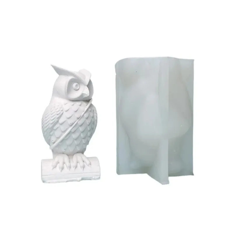 Cute Owl Silicone Candle Molds 3D Owl Soap Plaster Resin Crafts Casting Mold DIY Handmade Animal Chocolate Ice Cake Baking Tool