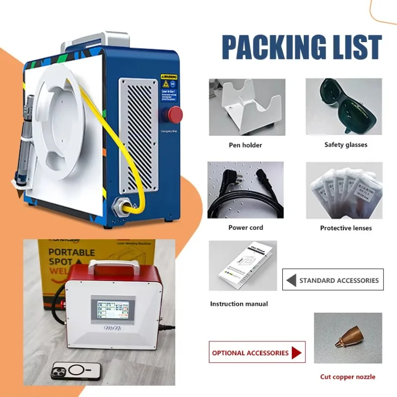New Handheld Fiber Laser Welder Cutter Air-Cooled 600W Peak Power 300W QCW 12kg Mini Portable 5-inch Touch Display 1 Year