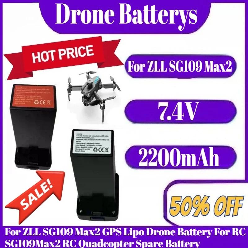 7.4V 3800mAh For ZLL SG109 Max2 GPS Lipo Drone Battery For RC SG109Max2 RC Quadcopter 7.4V 2200mAh Spare Battery