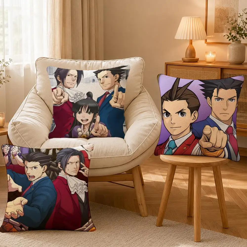 Mystery Ace Attorney Court Cushion Cover Personalized Short Plush Soft Bedroom Sofa Home Decor Gift