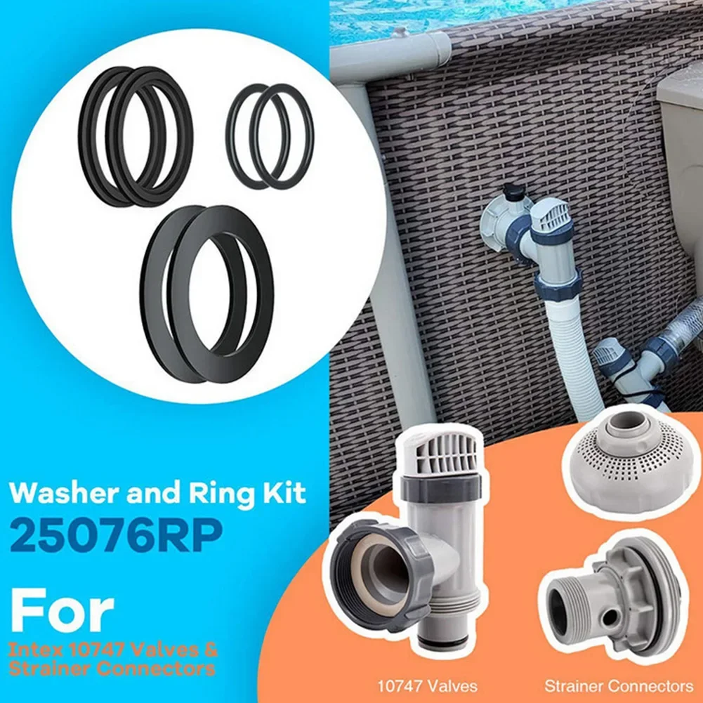 Junta tórica grande para piscina, 2 juntas tóricas medianas, 2 juntas tóricas pequeñas, filtro negro para bombas, accesorios a estrenar