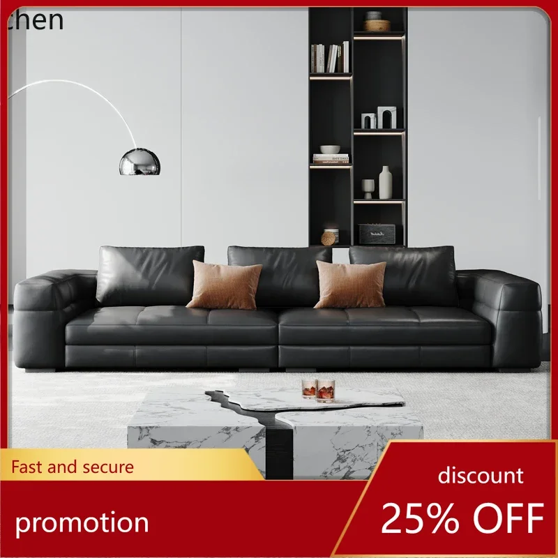 

HXL minimalist leather sofa first layer cowhide art sofa living room small apartment