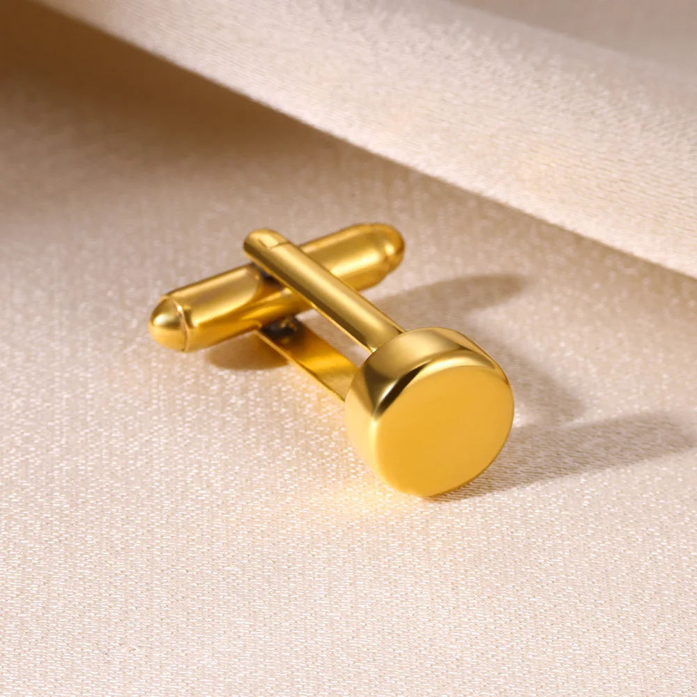 One Piece Gold Color Stainless Steel Cufflink For Men Wedding Jewelry Shirt Blazer Cuff Button Clip Gentleman Fashion Gifts